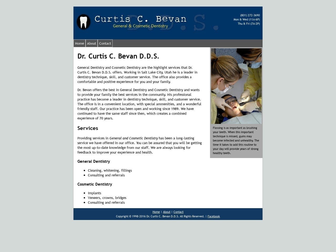 Curtis C. Bevan DDS Website Screenshot from curtisbevandds.com