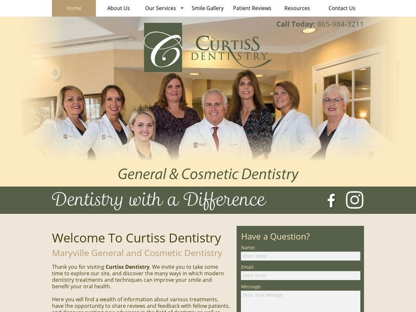 Curtiss Dentistry Website Screenshot from curtissdentistry.com