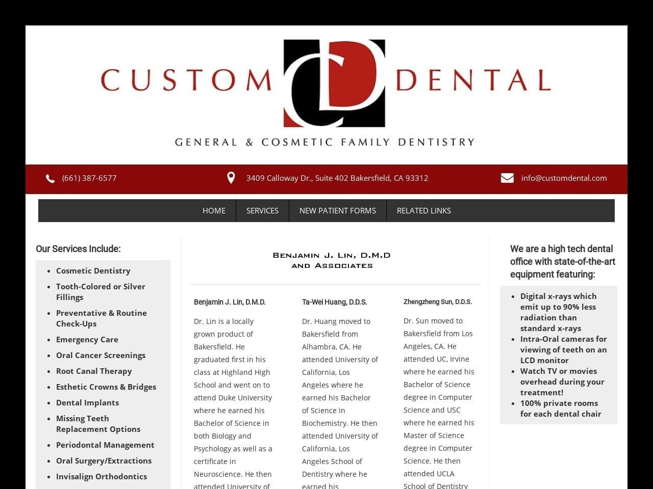 Custom Dental Website Screenshot from customdental.com