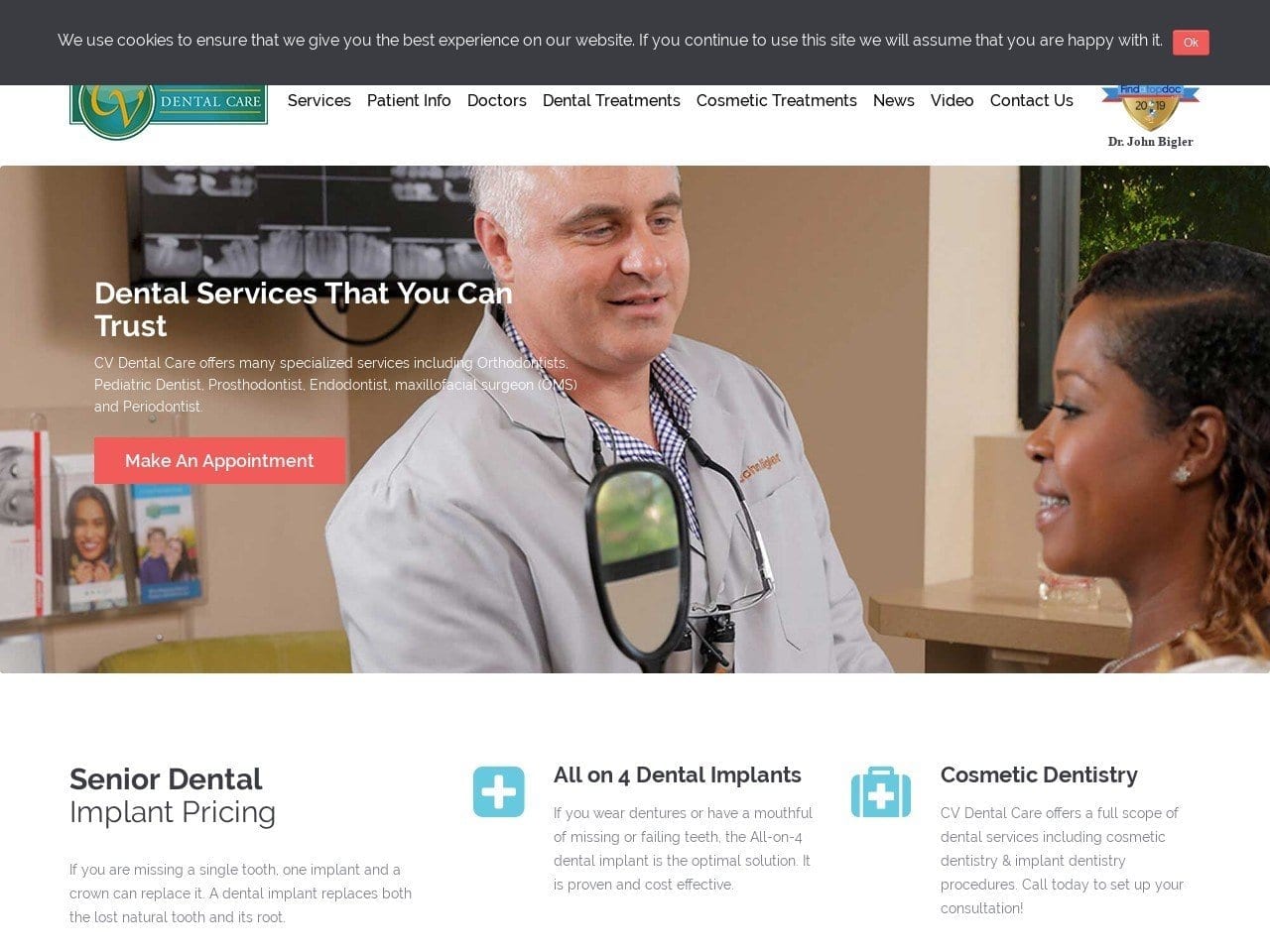 Dr. Andrew T. Weir DDS Website Screenshot from cvdentalcare.com