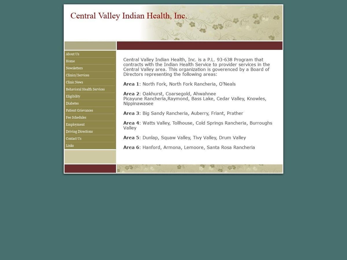 Central Valley Indian Health Website Screenshot from cvih.org