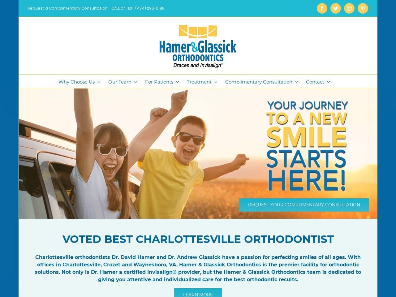 Hamer & Hamer Orthodontics Website Screenshot from cvillebraces.com