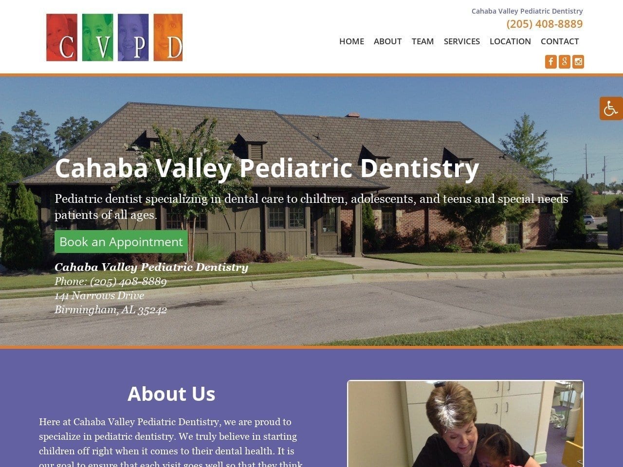 Cahaba Valley Pediatric Website Screenshot from cvpd.com