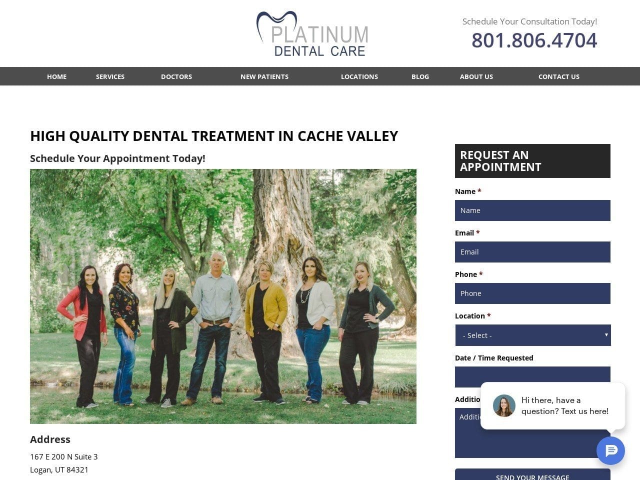 Cache Valley Smile Design Website Screenshot from cvsmiles.com