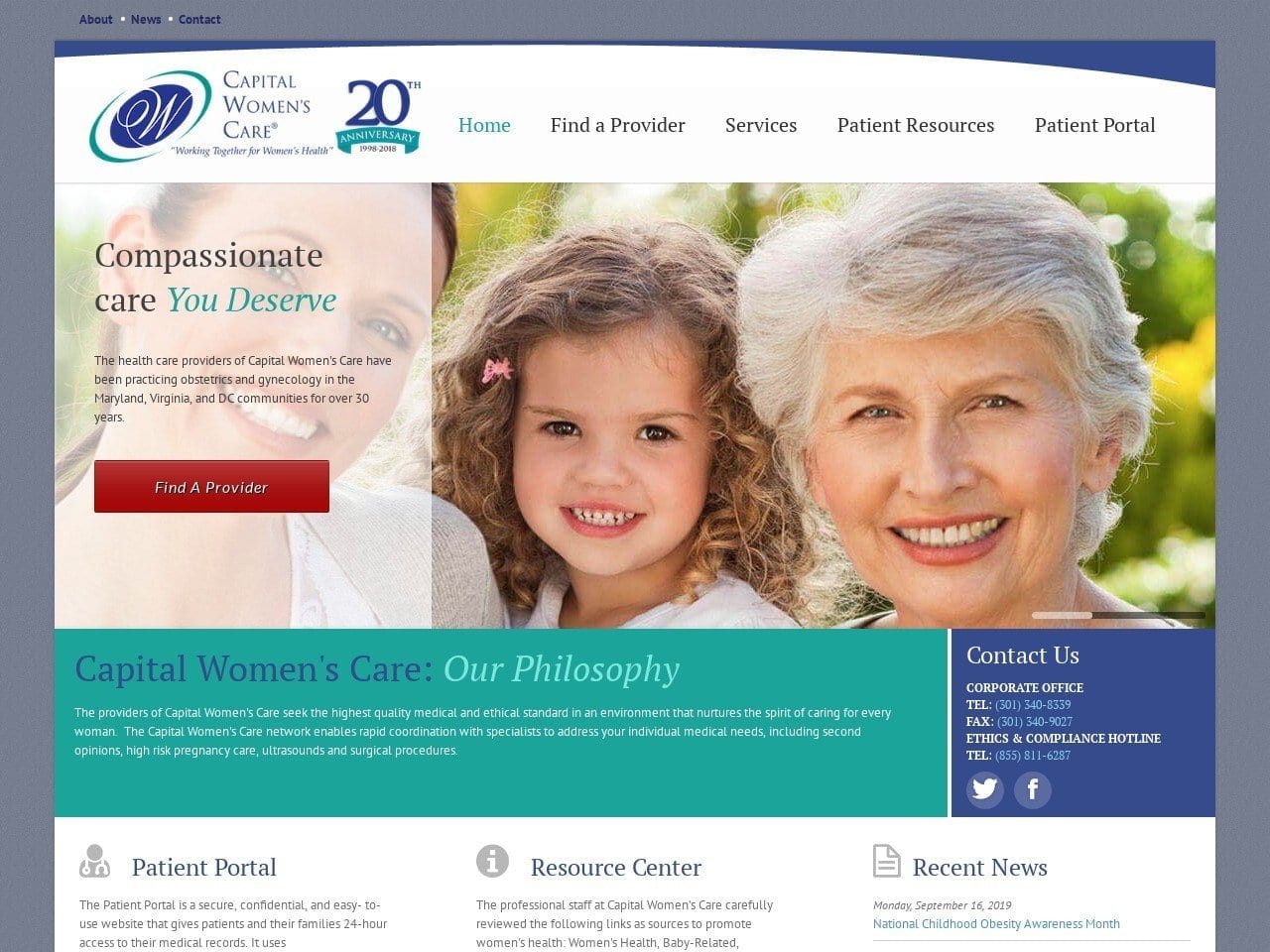 Capital Womens Care Guy Steven F DDS Website Screenshot from cwcare.net