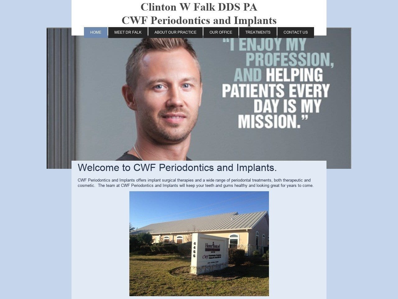 Dr. Clinton W. Falk DDS Website Screenshot from cwf-periodontics-and-implants.com