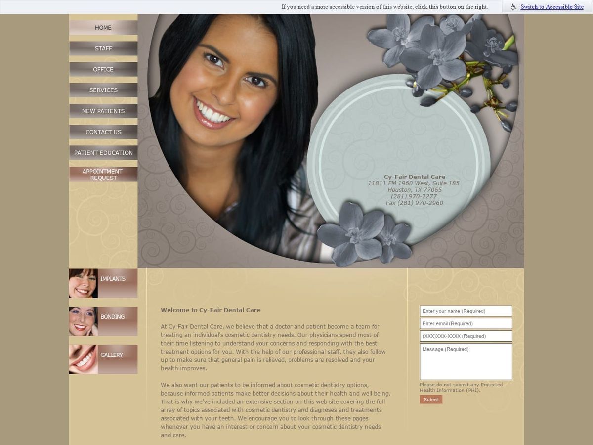 Cy Website Screenshot from cyfairdentalcare.com