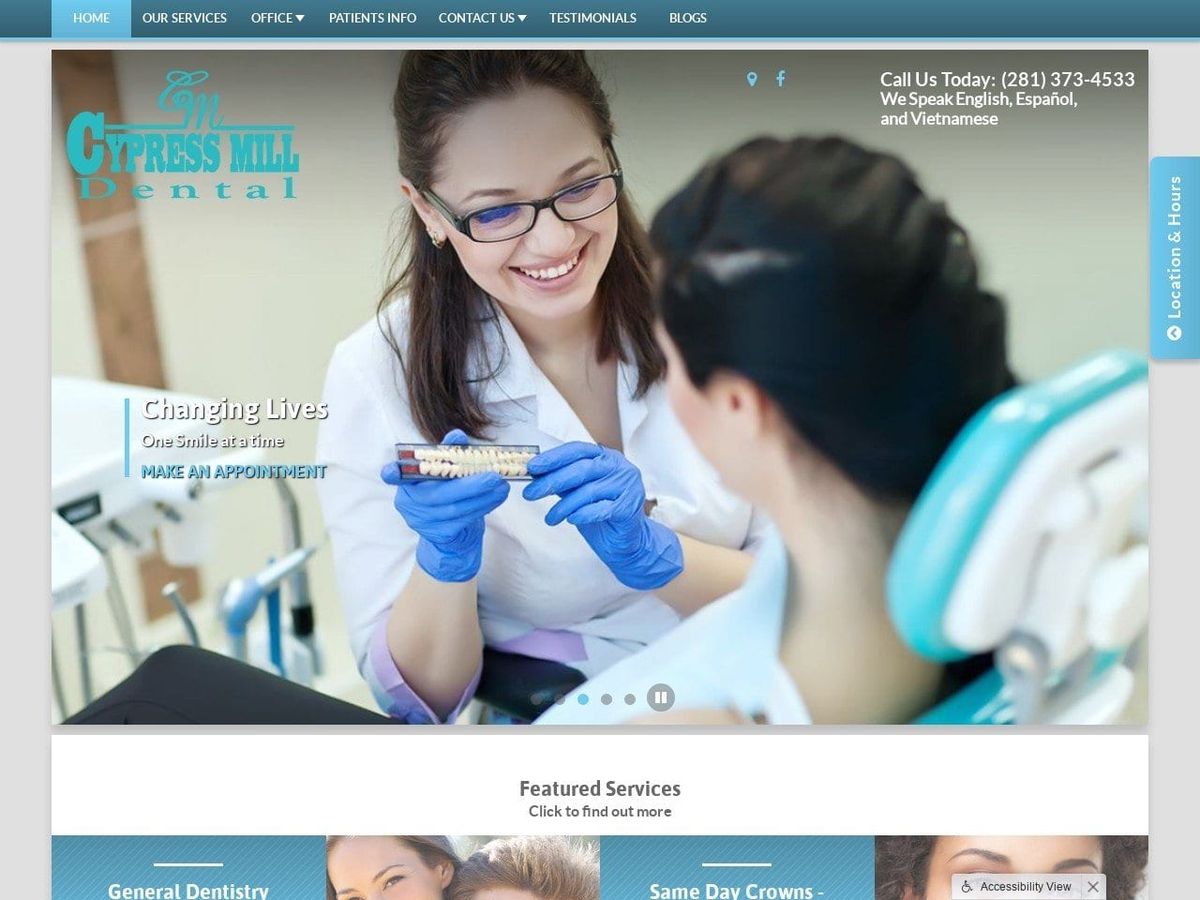 Cypress Mill Dental Website Screenshot from cypressmilldental.com