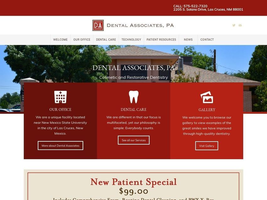 Dental Associates PA Website Screenshot from da-lc.com