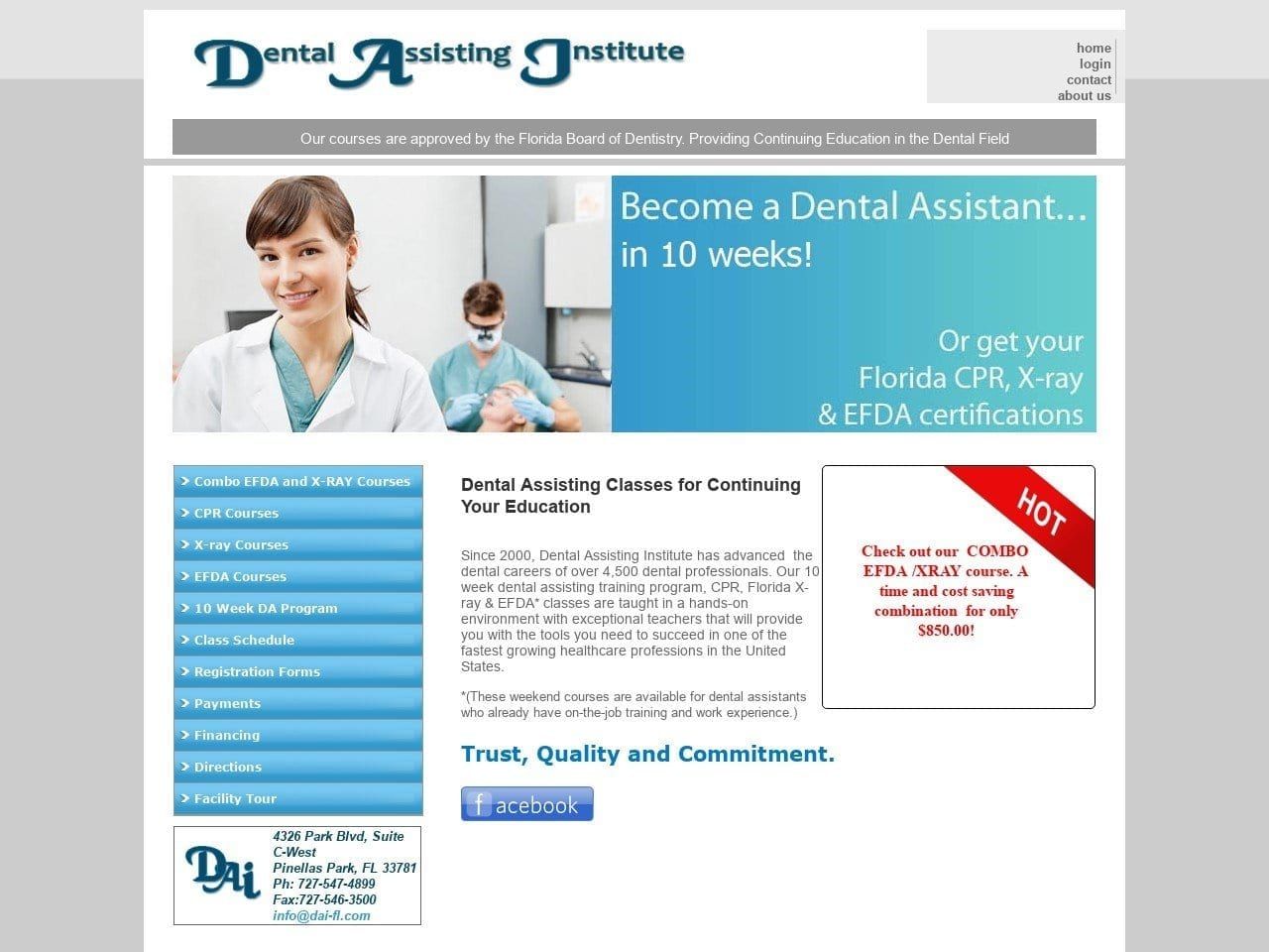 Dental Assisting Institute Inc. Website Screenshot from dai-fl.com