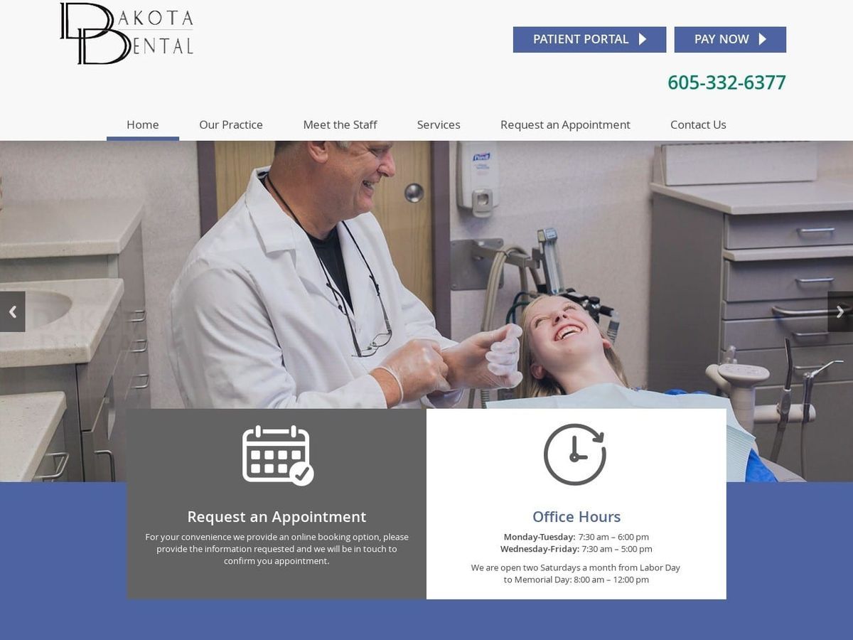 Dakota Dental Website Screenshot from dakotadentalsd.com
