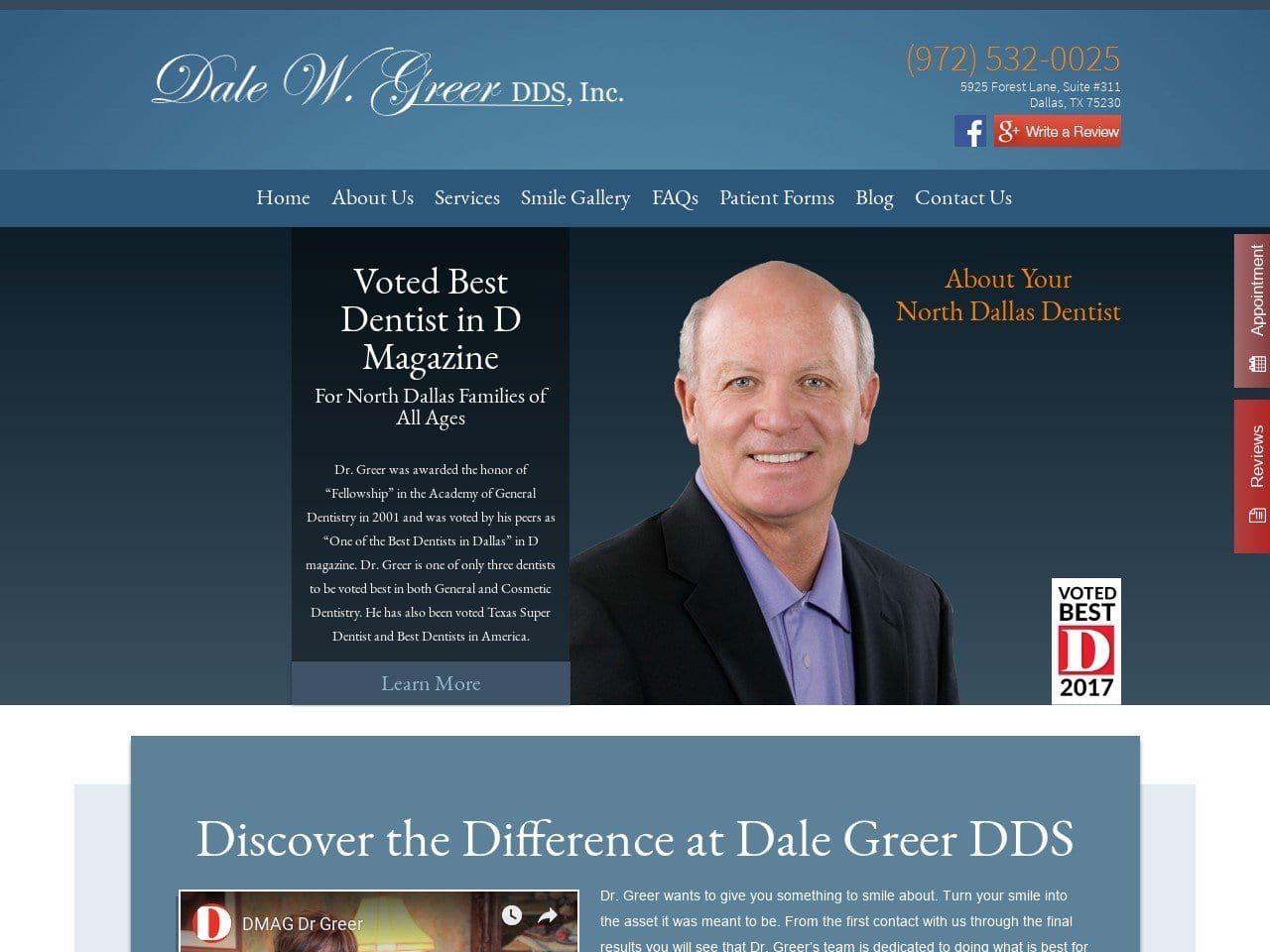 Dr. Dale W. Greer DDS Website Screenshot from dalegreerdds.com