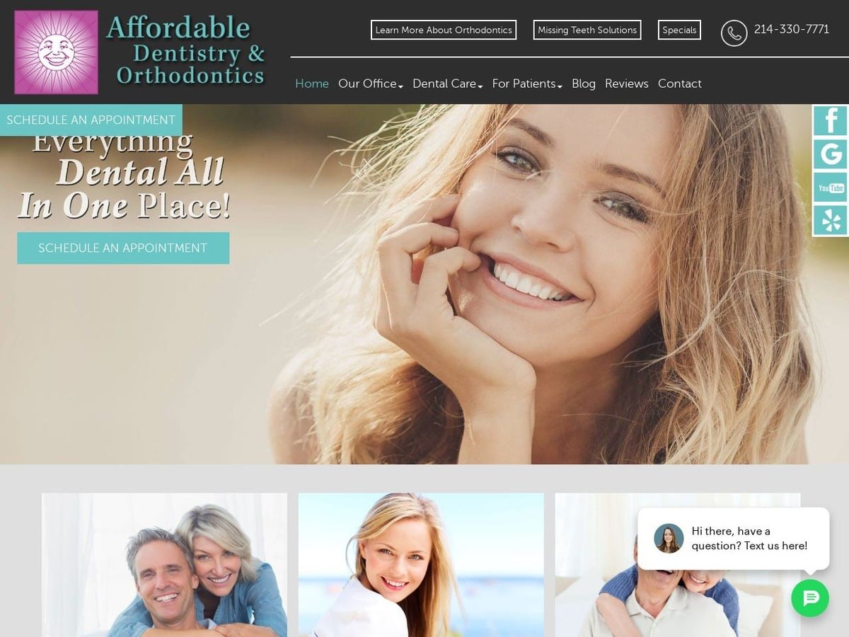 Affordable Dentist Website Screenshot from dallasaffordabledentistry.com