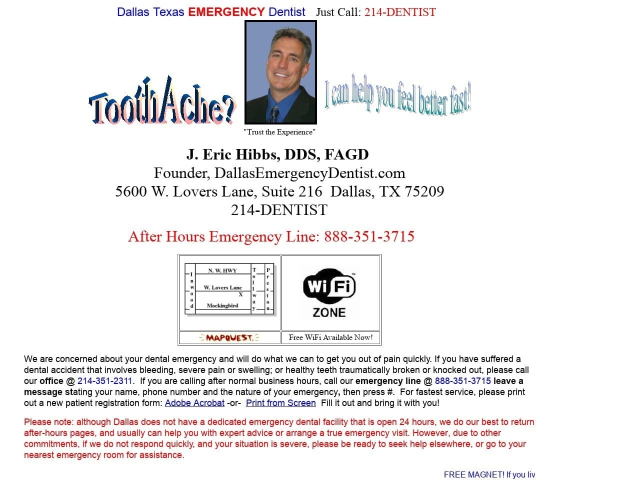 Dallas Emergency Dentist Website Screenshot from dallasemergencydentist.com