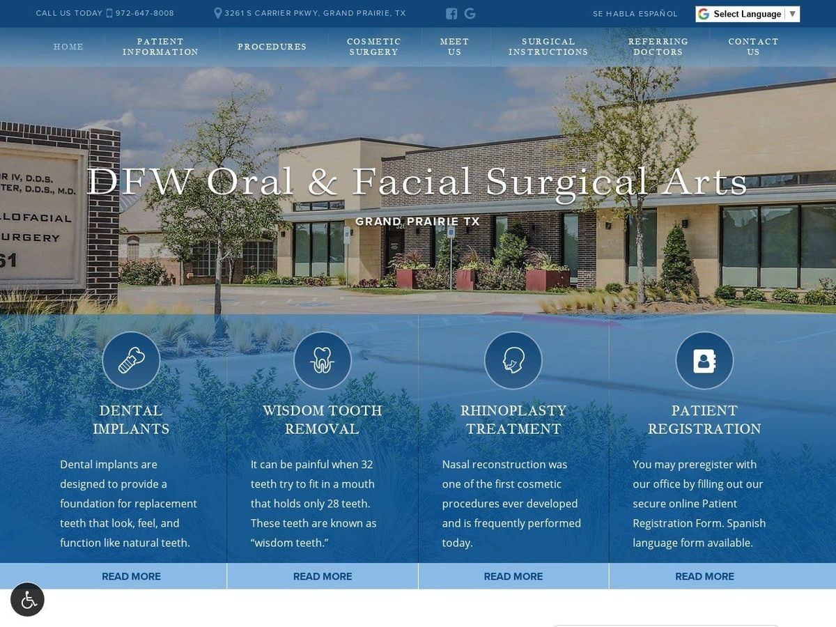 Dr. Thad Taylor IV DDS Website Screenshot from dallasoralsurgery.com