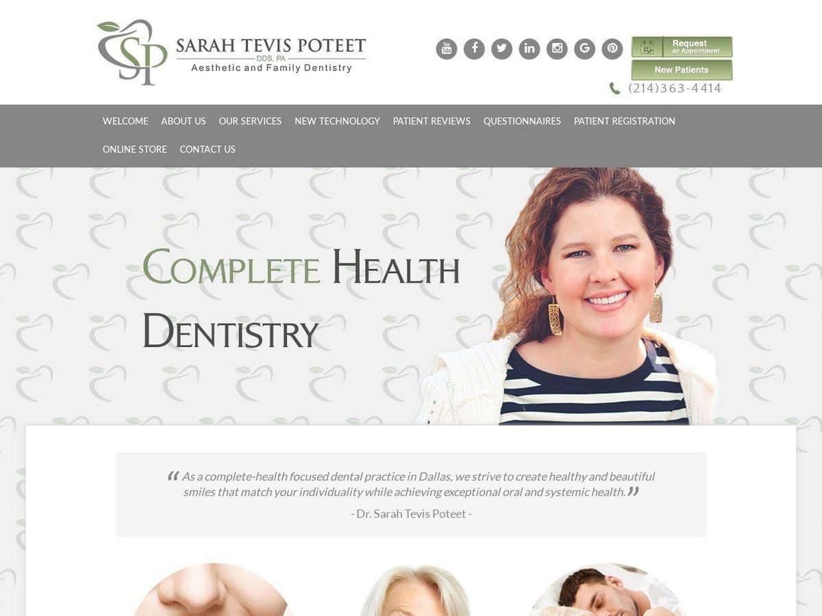 Sarah Tevis Poteet DDS PA Website Screenshot from dallassmiledentist.com