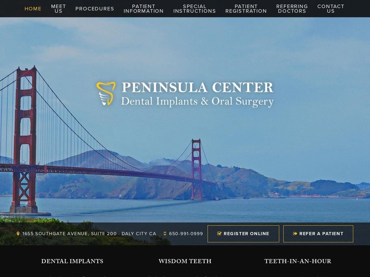 Peninsula Dental Implants Center Website Screenshot from dalycityoralsurgery.com