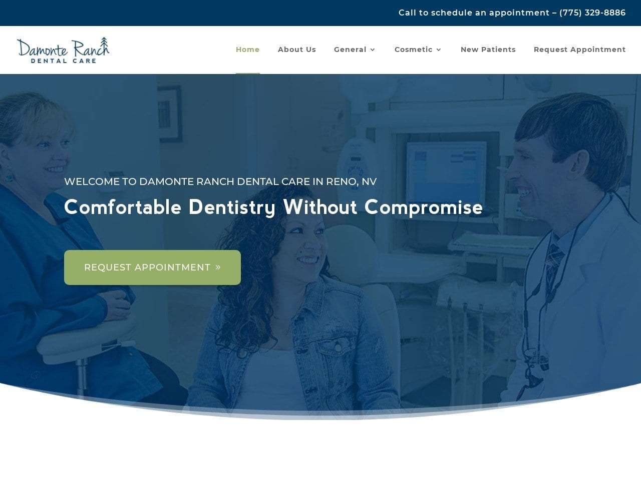 Damonte Ranch Dental Care Website Screenshot from damonteranchdentalcare.com