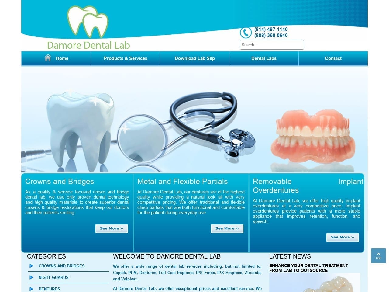 Damore Dental  Lab Website Screenshot from damoredentallab.com