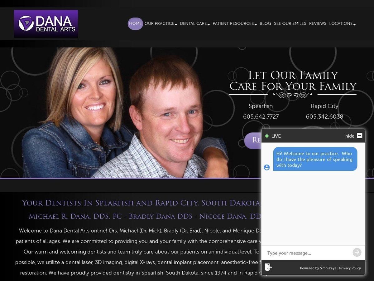 Dana Dental Arts Website Screenshot from danadentalarts.com