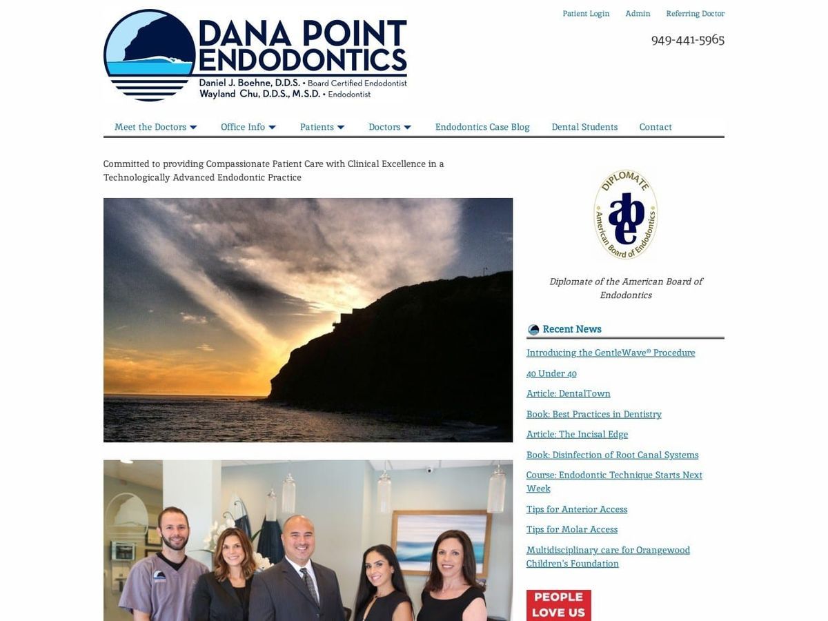 Dr. Daniel J. Boehne DDS Website Screenshot from danapointendo.com