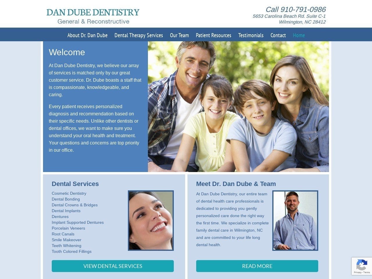 Dan Dube Dentistry Website Screenshot from dandubedentistry.com