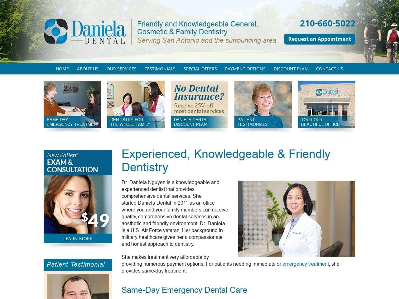 Daniela Dental Website Screenshot from danieladental.com