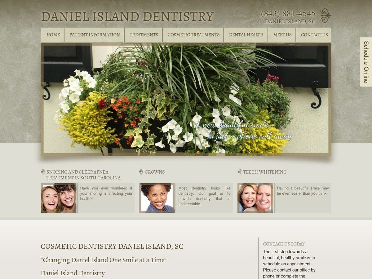 Daniel Island Dentist Website Screenshot from danielislanddentistry.com