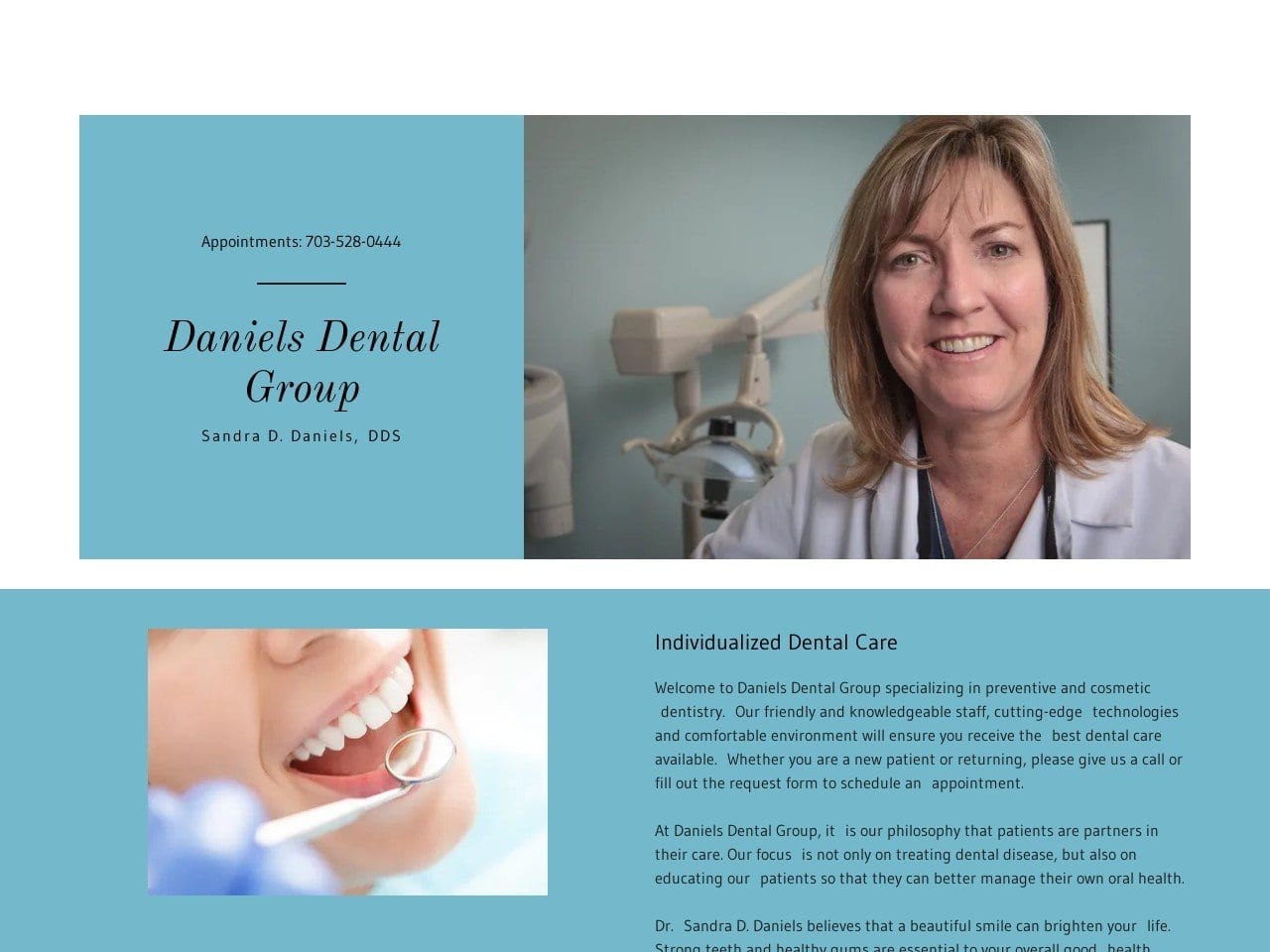 Daniels Sandra D DDS Website Screenshot from danielsdental.com