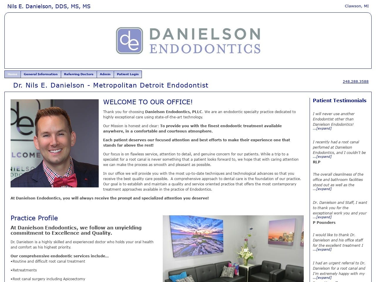 Danielson Endodontics Website Screenshot from danielsonendo.com