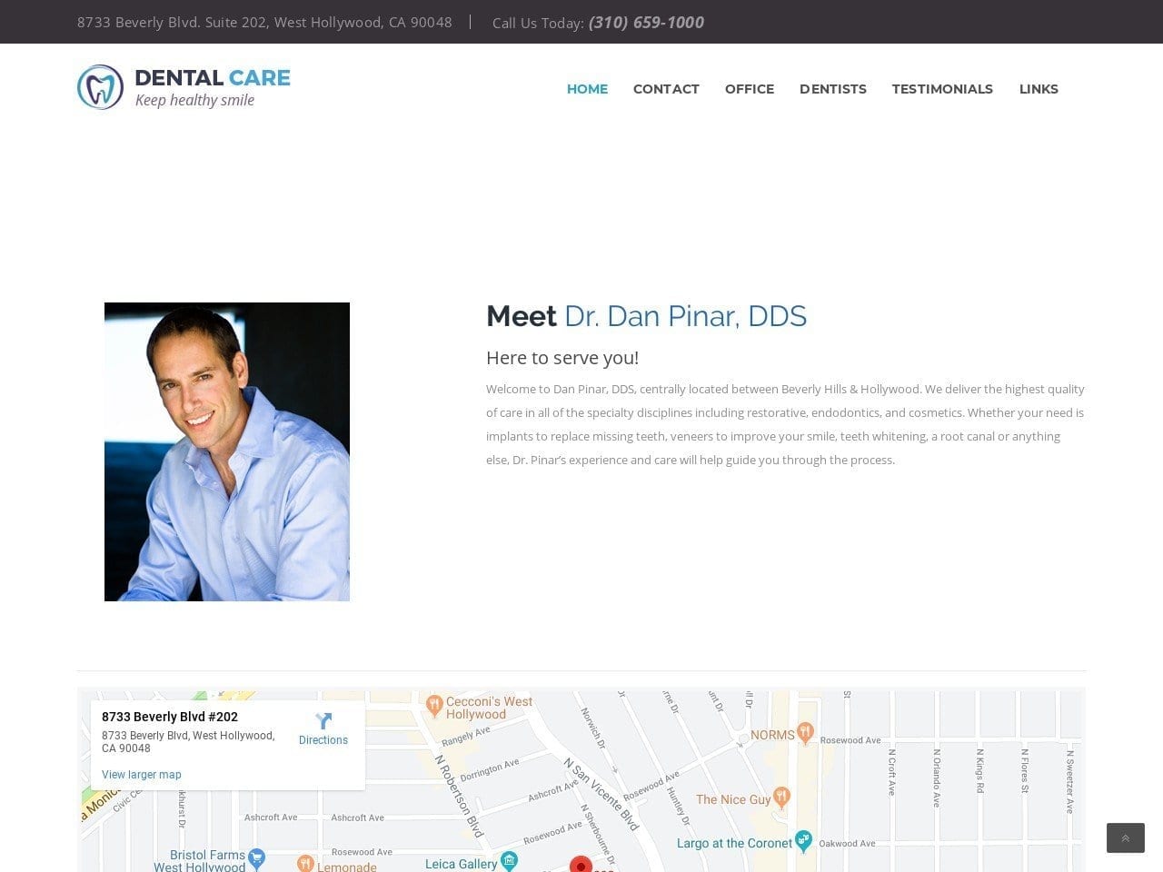 Dan Pinar DDS Website Screenshot from danpinardds.com