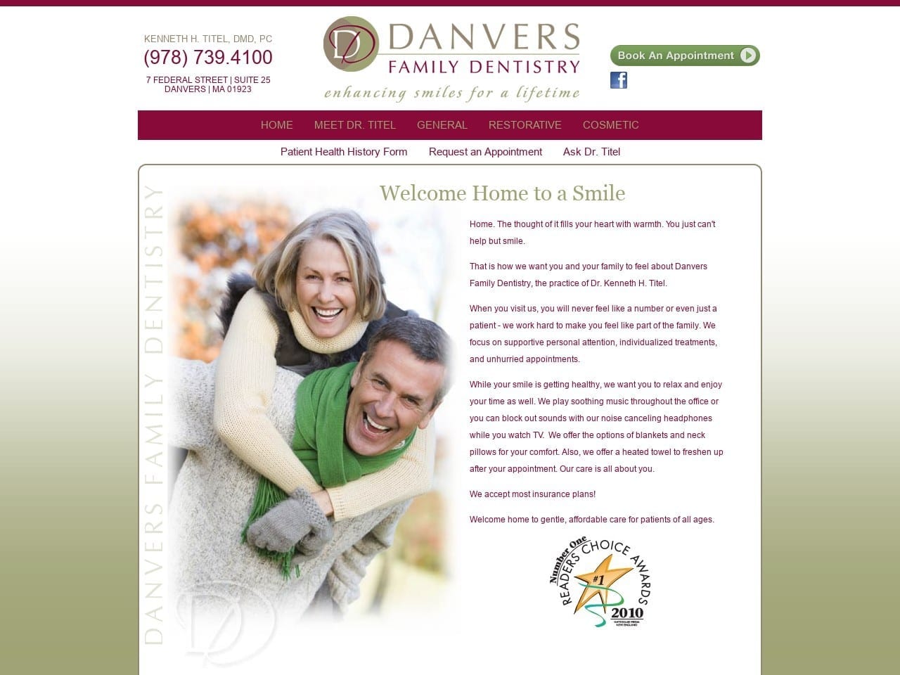 Danvers Family Dentist Website Screenshot from danversfamilydentistry.com