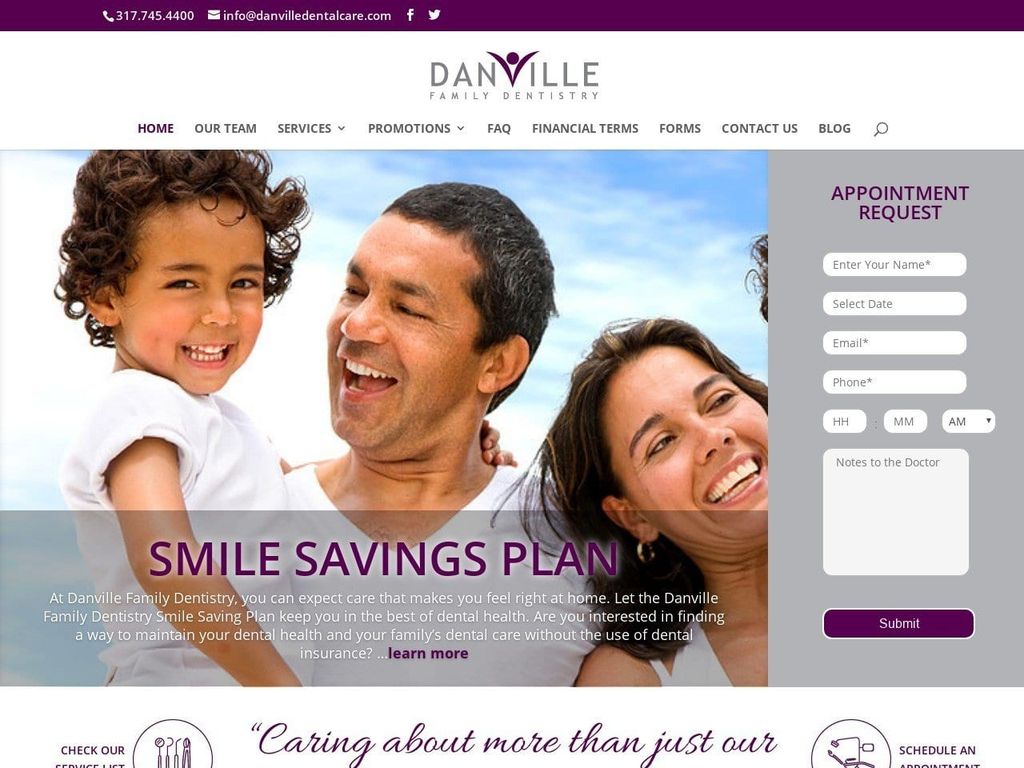 Danville Dental Care Website Screenshot from danvilledentalcare.com