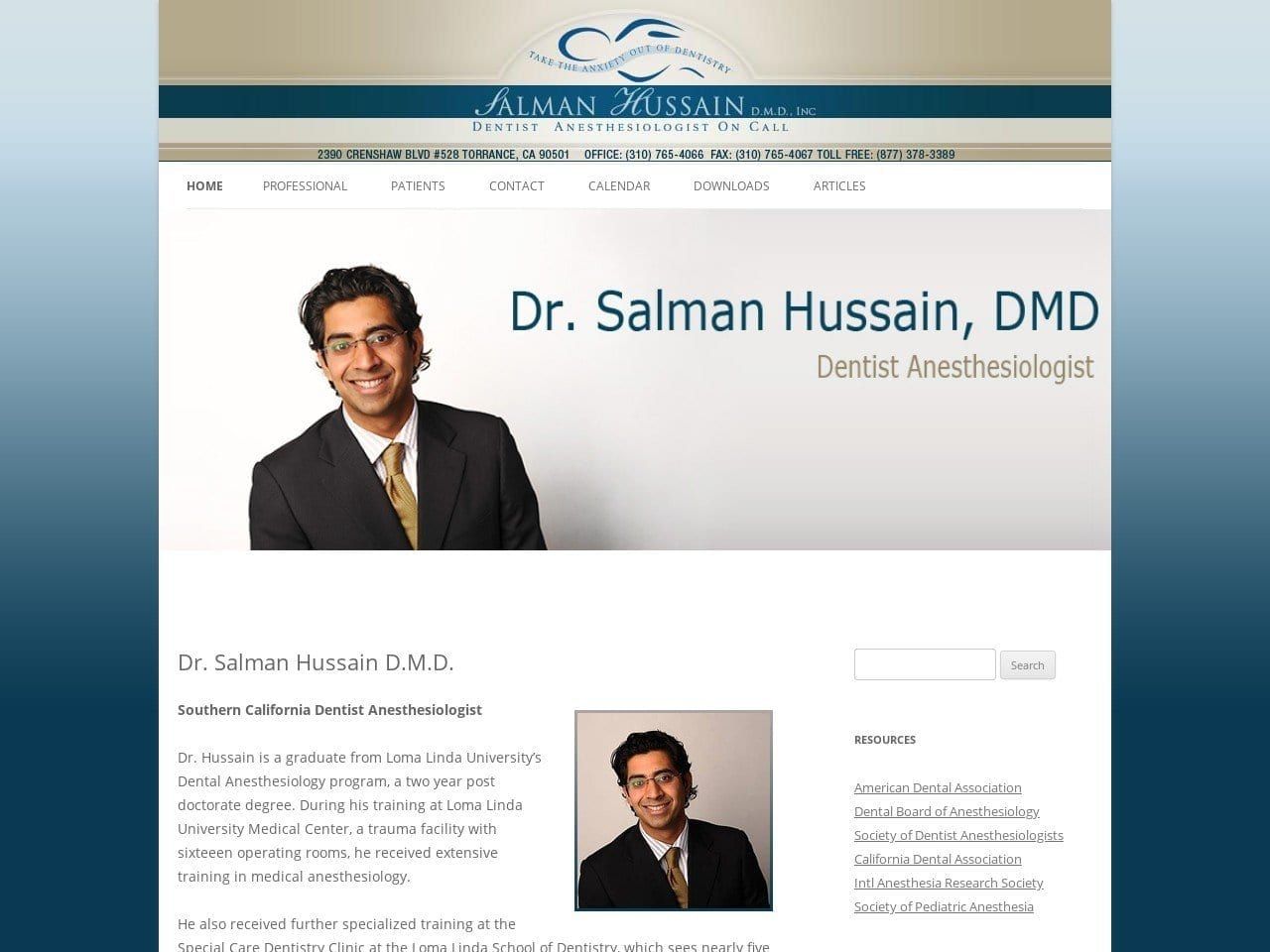 Dr. Salman Hussain DMD Inc Website Screenshot from daoncall.com