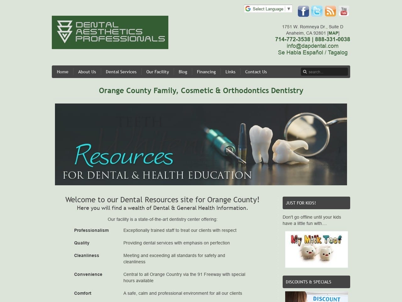 Dental Aesthetics Pro Website Screenshot from dapdental.com