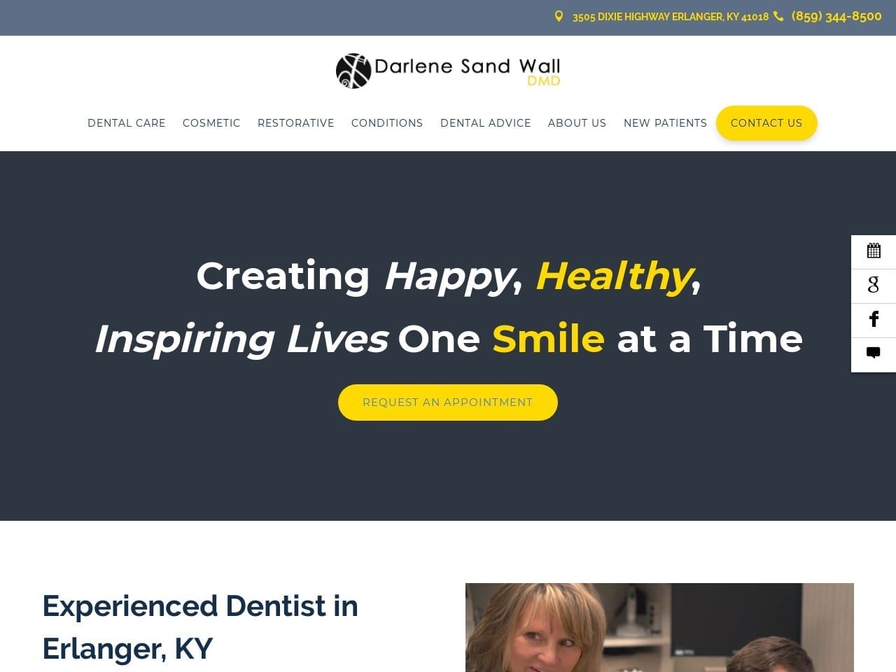 Darlene Sand Wall Dmd Erlanger Dentist Website Screenshot from darlenesandwalldmd.com