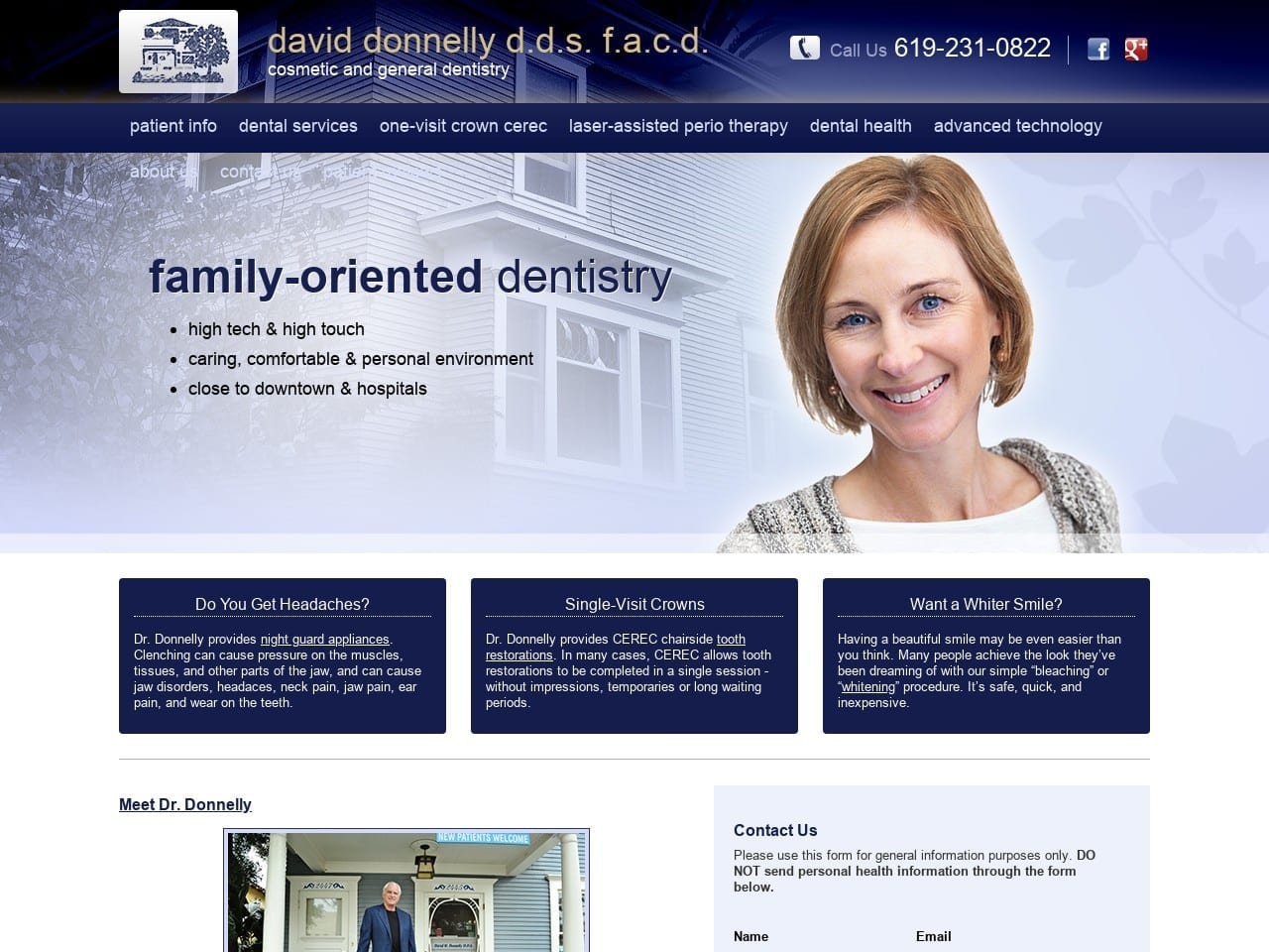 David M. Donnelly DDS Website Screenshot from daviddonnellydds.com