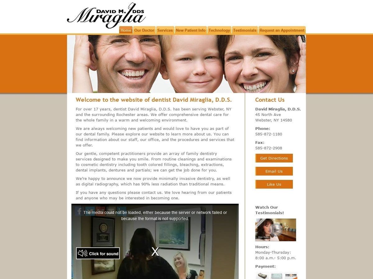 David M Miraglia DDS Website Screenshot from davidmiragliadds.com