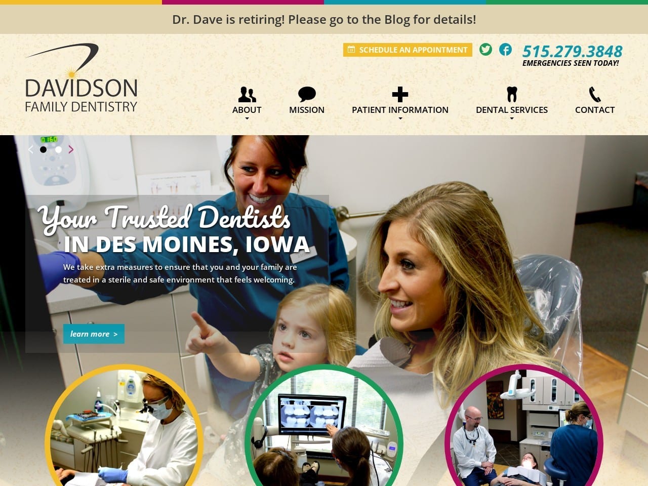 Davidson Family Dentist Website Screenshot from davidsonfamilydentistry.com