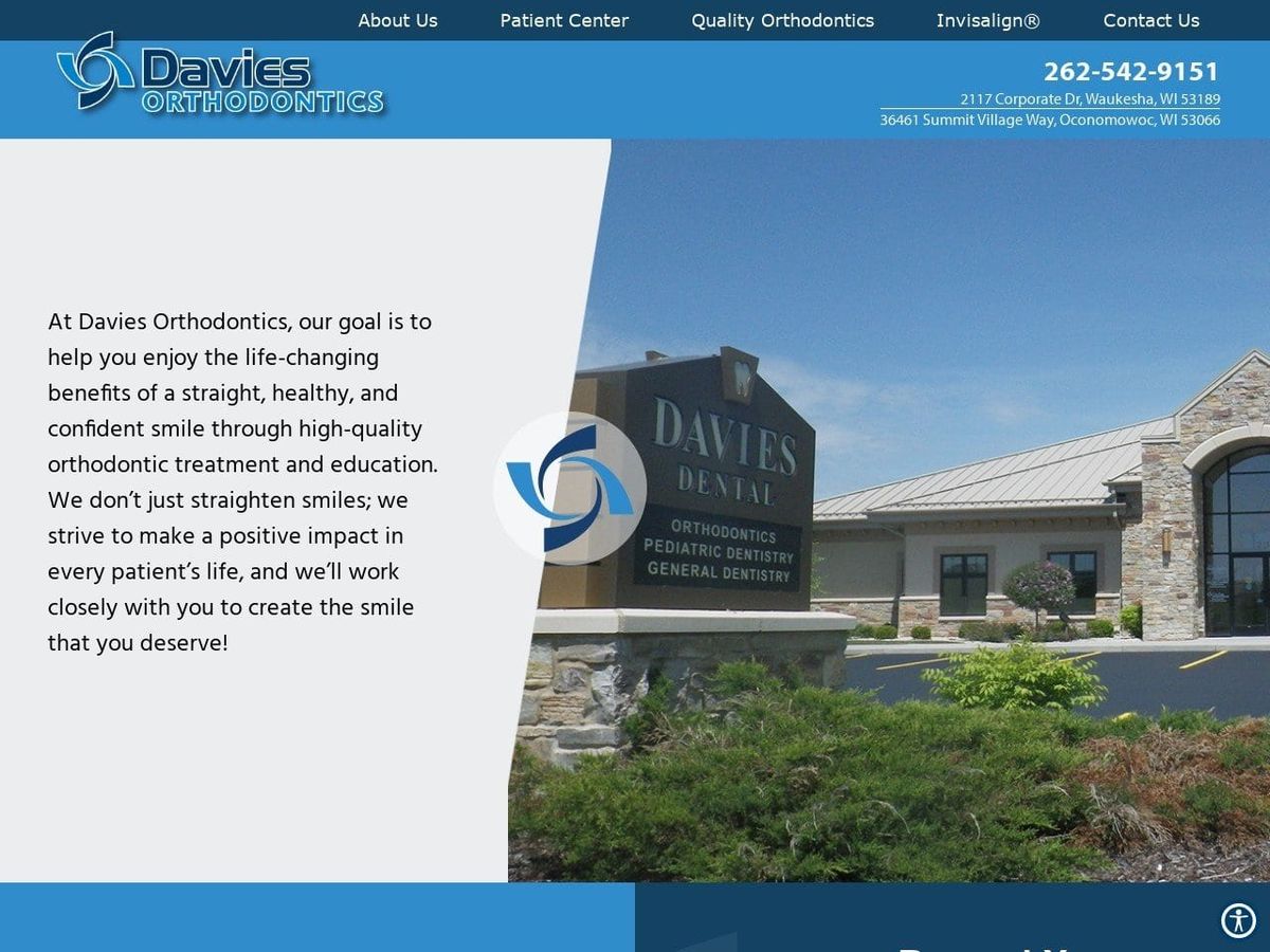 Davies Orthodontics Website Screenshot from daviesortho.com