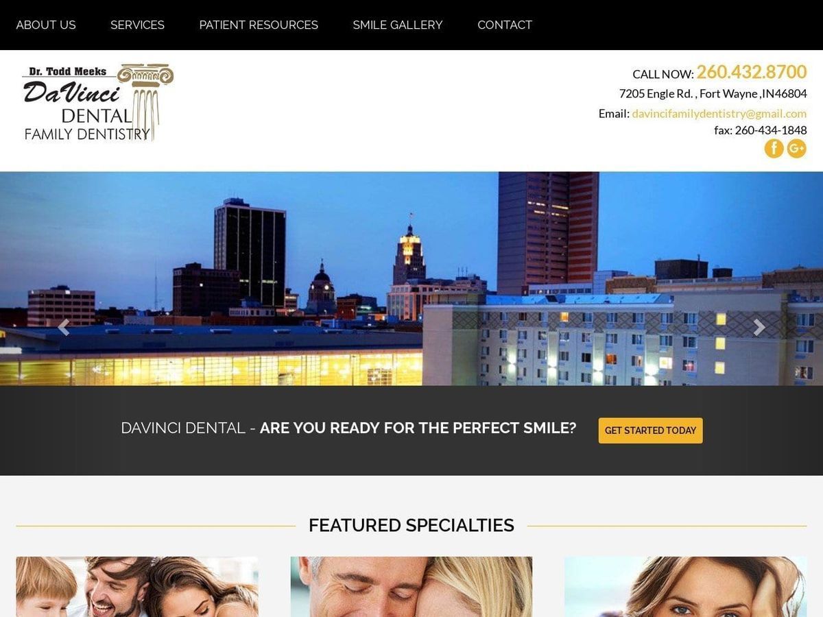 Todd Meeks Dds Family And Cosmetic Dentist Website Screenshot from davincidentalspa.com
