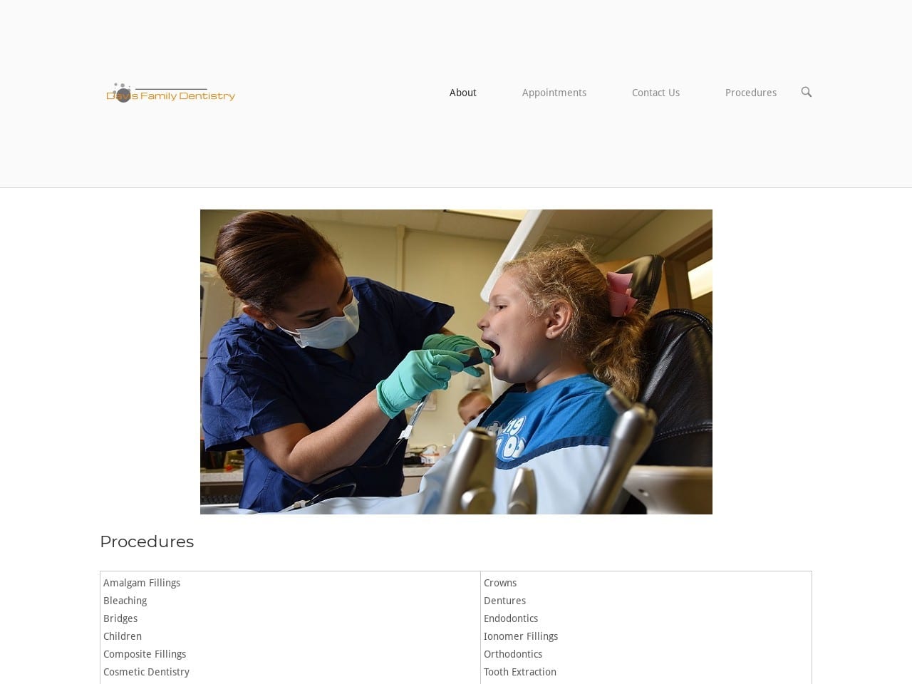 Davis Family Dentist Website Screenshot from davis-familydentistry.com