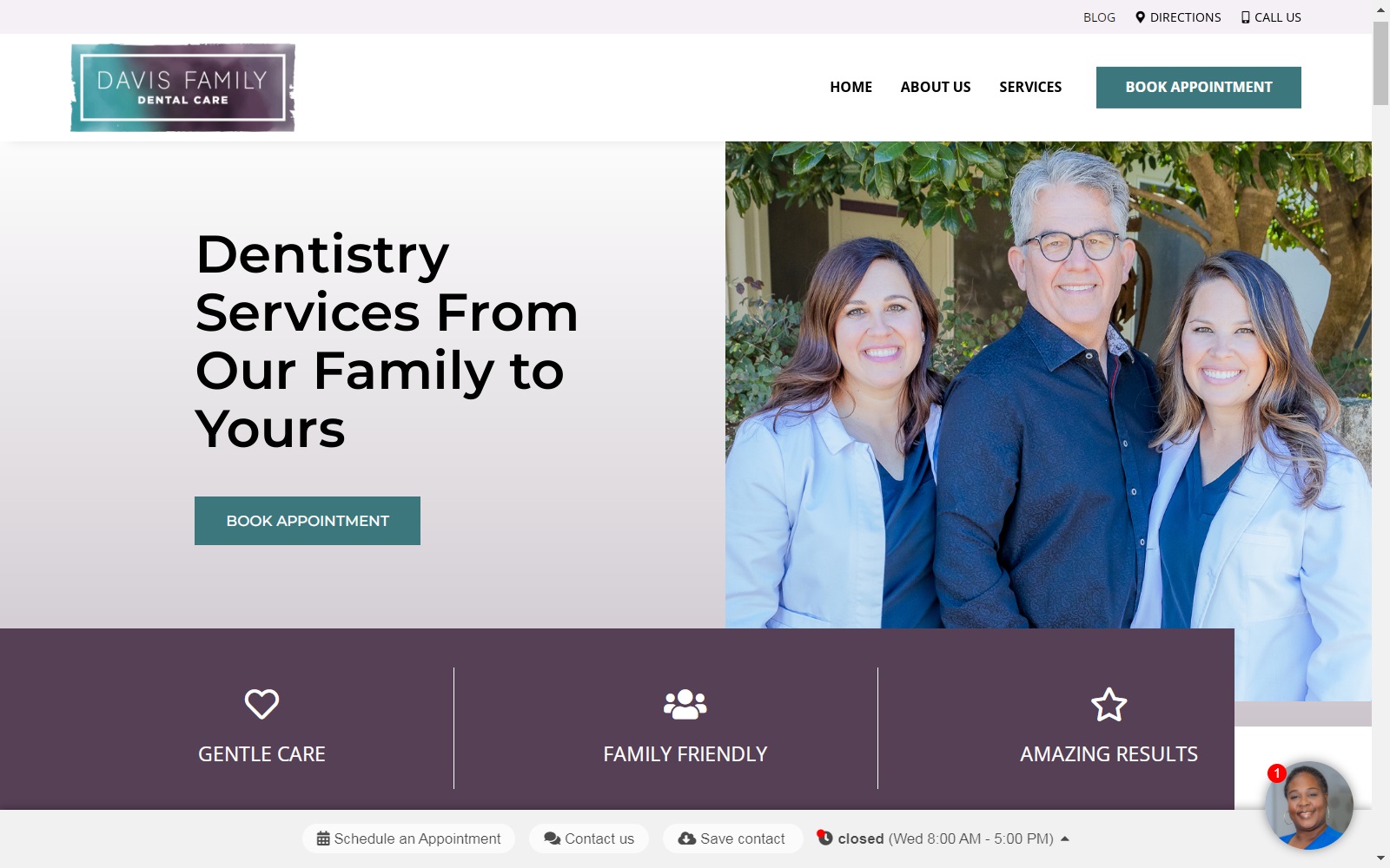 davisfamilydentists.com screenshot