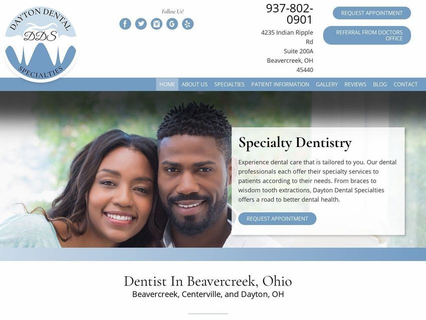 Dayton Dental Specialties Website Screenshot from daytondentalspecialties.com