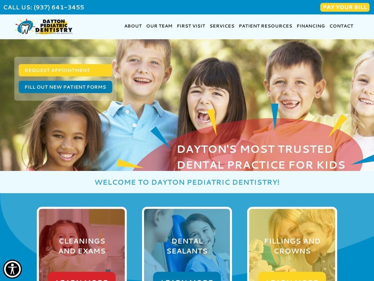 Dayton Pediatric Dentist Website Screenshot from daytonpediatricdentistry.com