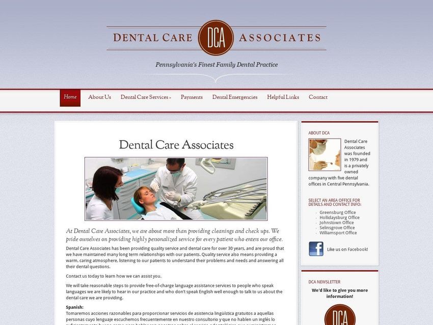 Dental Care Associates Bihary Jason DDS Website Screenshot from dcadental.com