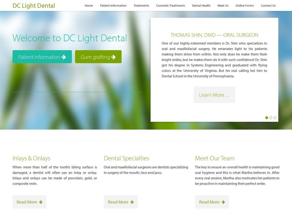 DC Light Dental Website Screenshot from dclightdental.com