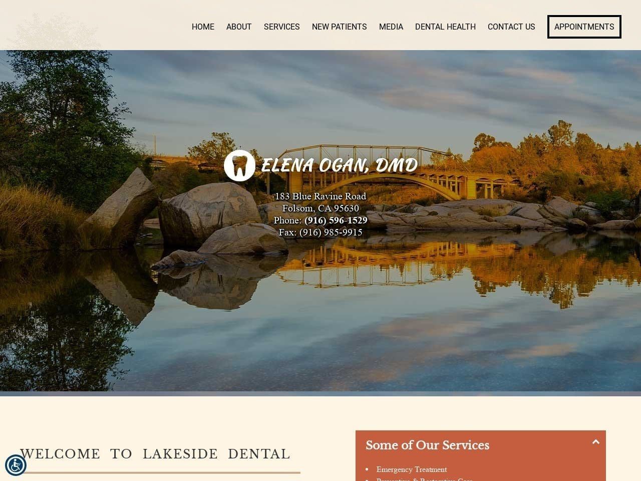 Lakeside Dental Website Screenshot from ddsfolsom.com