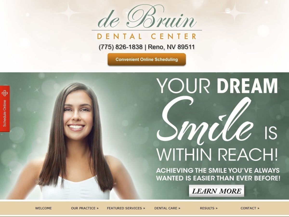 De Bruin Dental Center Website Screenshot from debruinsmiles.com