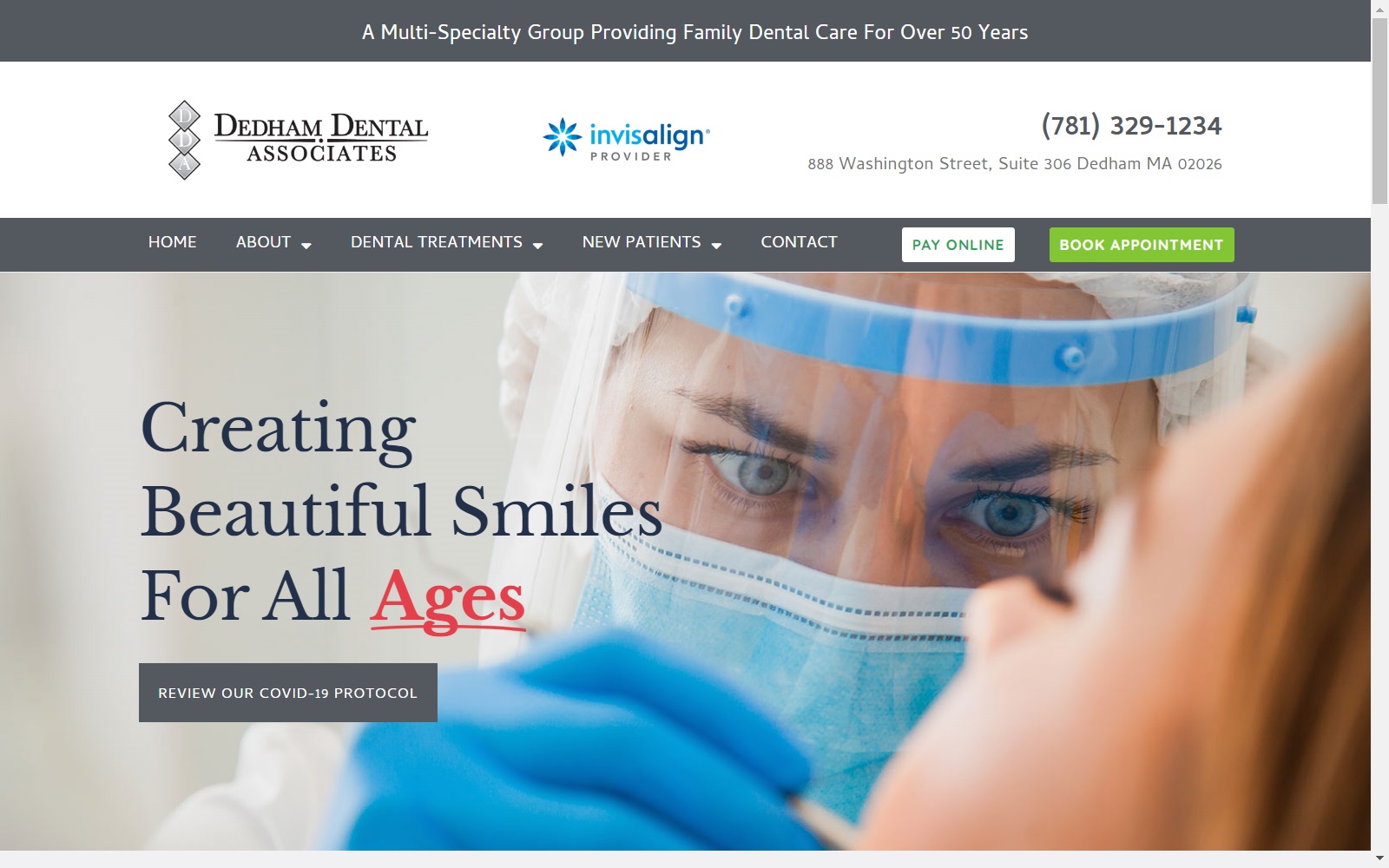 dedhamdental.com screenshot